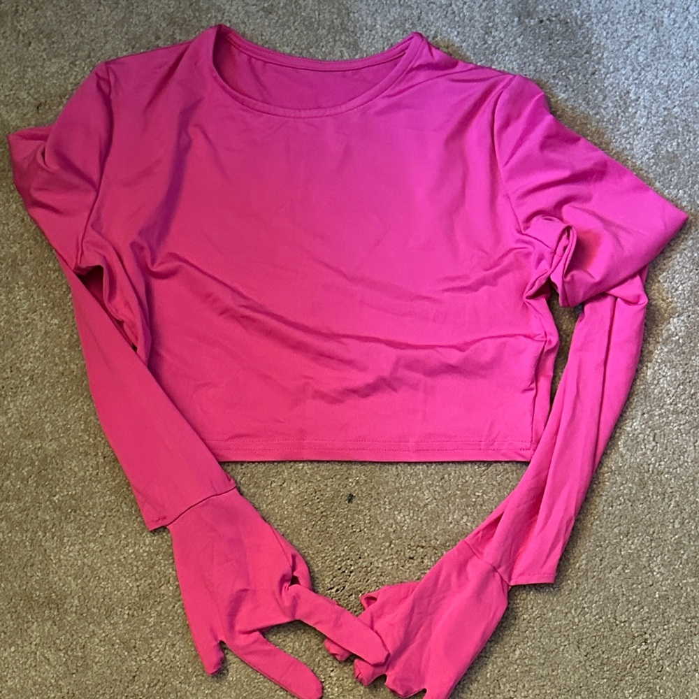 Pink Long Sleeve Crop Top